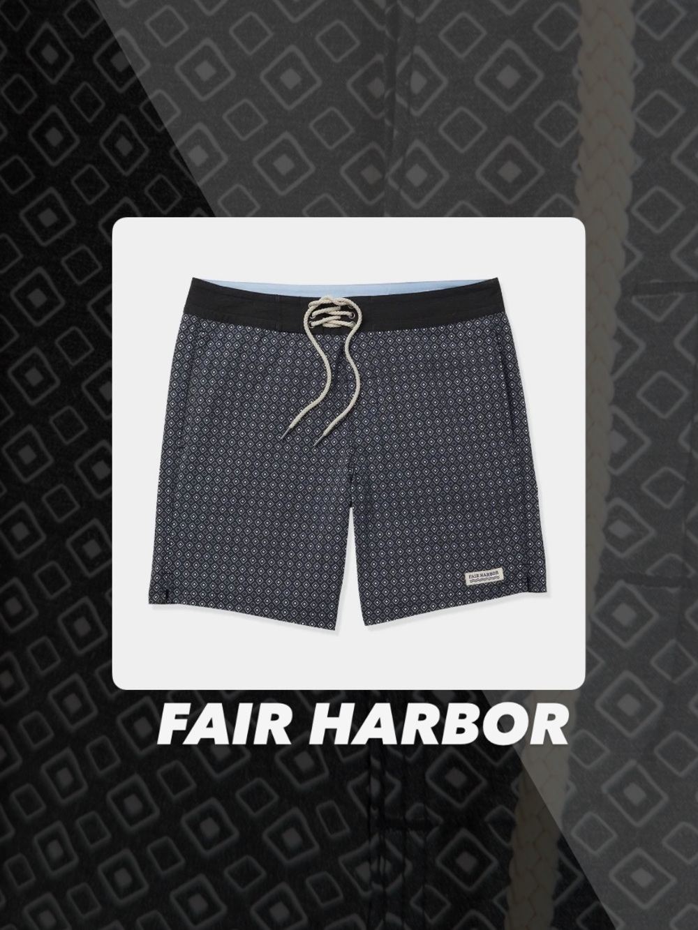 EUC Fair Harbor Grey Geometric Nautilus Board Shorts